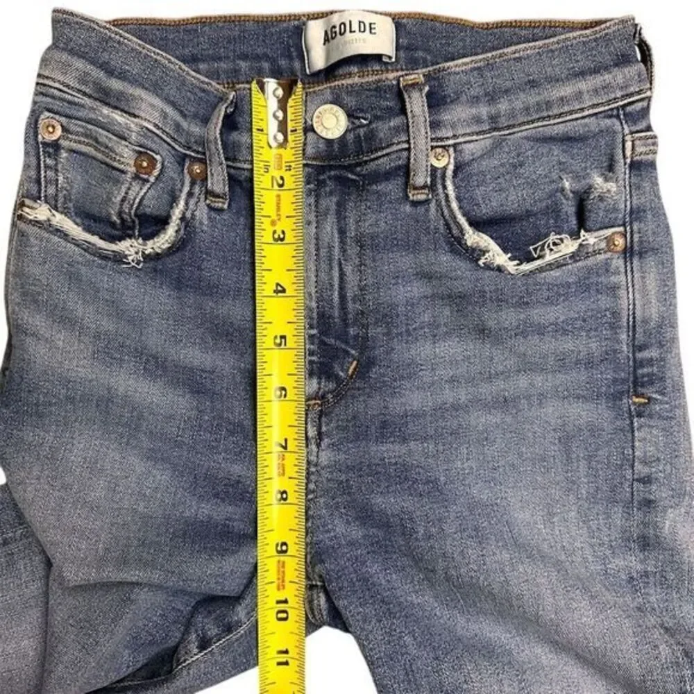 AGOLDE Sophie Mid-Rise Ankle Skinny Jeans Women's Size 25 Blue‎ Distressed